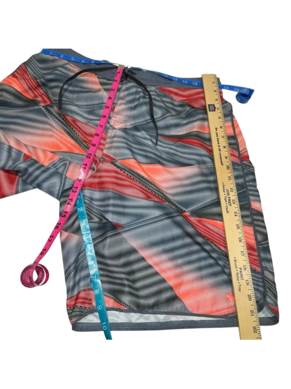 Nike Mens XXL Swim Trunks Gray Coral Red Peach Drawstring‎ Board Shorts Beach
